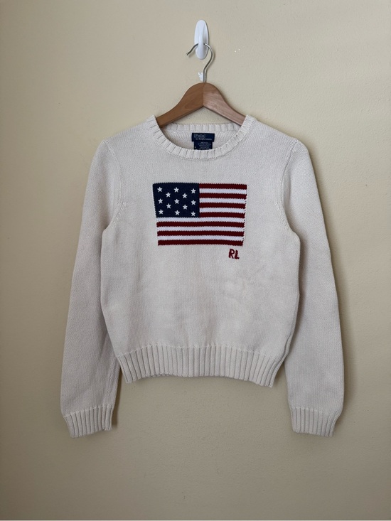 Ralph Lauren Sweaters - Polo Ralph Lauren American Flag Sweater USA Knit Crewneck Cream Size Medium